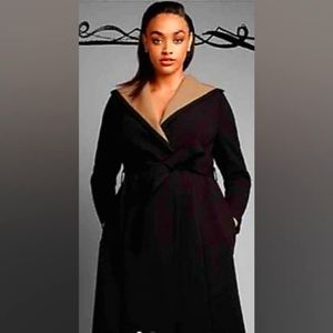 2016 Isobel Toledo/Lane Bryant Shawl Collar coat. Black and Taupe. Size 24